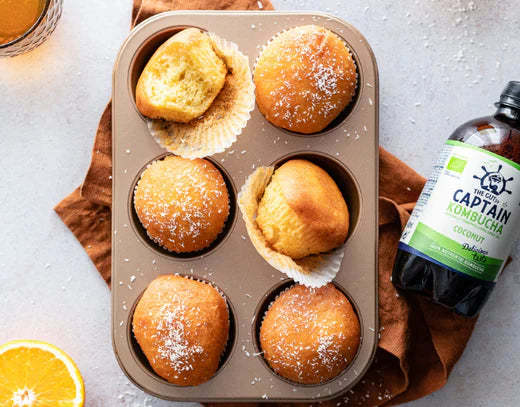 Orange Muffins with GUTsy Captain Kombucha Coconut