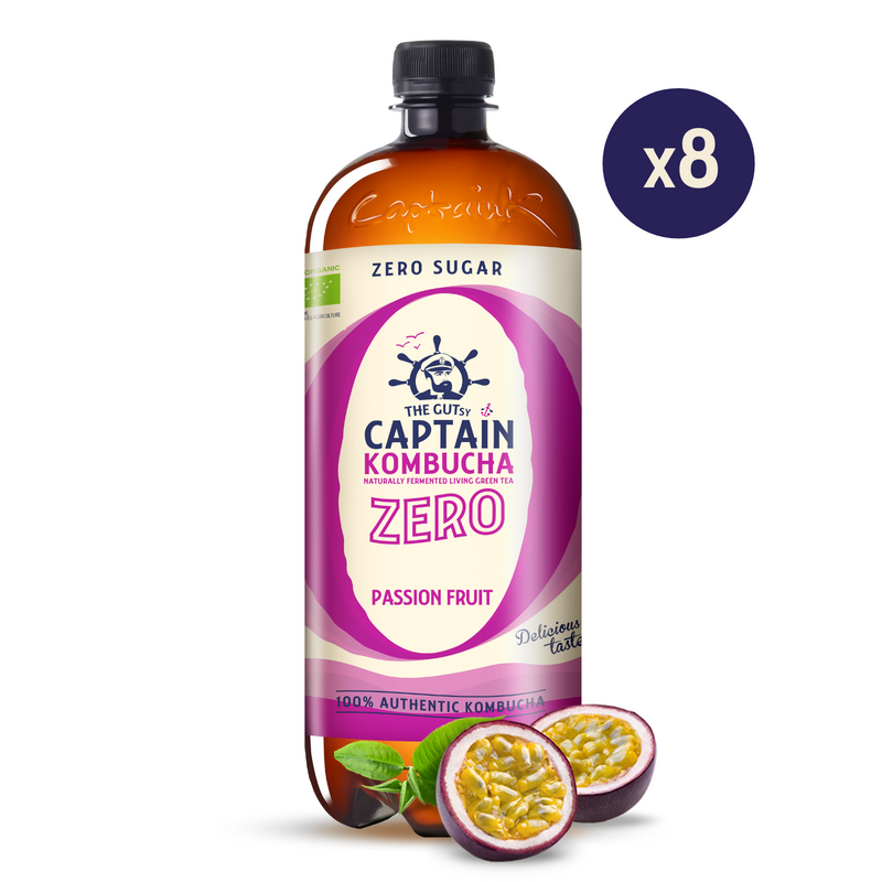 GUTsy Captain Kombucha Zero - Passion Fruit 8 x 1L - GutsyCaptain