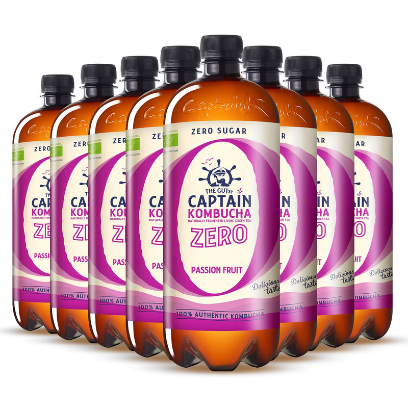 GUTsy Captain Kombucha Zero - Passion Fruit 8 x 1L - GutsyCaptain